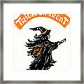 Trick Or Treat - Flying Witch Banner Framed Print