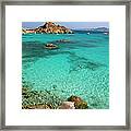 Turquoise Sea And Boats At La Maddalena Framed Print