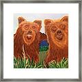 Two Bears In A Meadow Framed Print