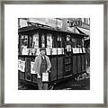 Two Boys Holding Magazines At Newsstand Framed Print