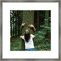 Two Girls Hugging A Tree, Germany Framed Print