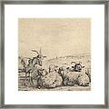 Two Goats And Three Sheep Framed Print