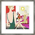 Two Woman Drinking Wine Framed Print