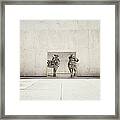 Two Zebras At Doorway Of Large White Framed Print