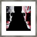 Usa And Gb Head To Head Flag Faces Framed Print