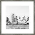 Vancouver Cruise Ship Port And Financial District Digital Sketch Framed Print