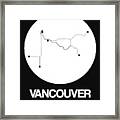 Vancouver White Subway Map Framed Print