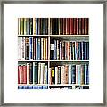 Various Books On Shelves Framed Print