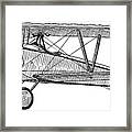 Vector Drawing Of Old Biplane On White Framed Print