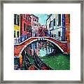 Venice Romance Impressionist Modern Palette Knife Oil Painting Cityscape Framed Print