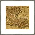 Vintage Map Of Louisiana Framed Print