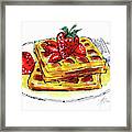 Waffles And Strawberries Framed Print