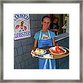 Waitress Serving Lobster Framed Print