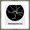 Washington D.c. Black Subway Map Framed Print