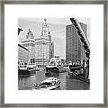 Water Traffic On The Chicago River At Framed Print