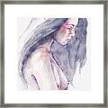 Watercolor Abstract Portrait Of A Girl Framed Print