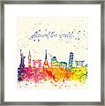 Watercolor Around The World Framed Print