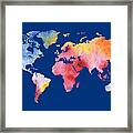 Watercolor Silhouette World Map Colorful Png Iv Framed Print