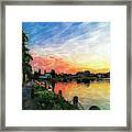 Watercolor Sunset At Ringling 2 Framed Print