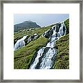 Waterfall On Mountain, Eysturoy, Faroe Framed Print