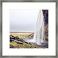 Waterfall With Cloudy Weather, In Framed Print