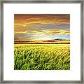 Wheat Field With Sunset Framed Print
