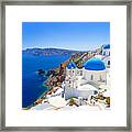 White Architecture Of Oia Village Framed Print