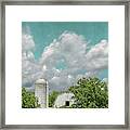 White Barn And Blue Sky Framed Print