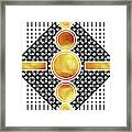 White, Black And Gold Abstract - Modern Geometric Abstract - Pattern Design - Golden Circle Pattern Framed Print