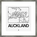 White Map Of Auckland Framed Print