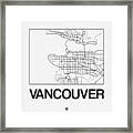 White Map Of Vancouver Framed Print