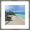 White Sandy Beach Of Cancun Framed Print