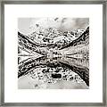 Wide Angle Maroon Bells Panoramic Landscape - Sepia Framed Print