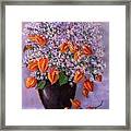 Wild Asters And Chinese Lanterns Framed Print