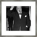 Winston Churchill And His Victory V Framed Print