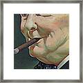 Winston Churchill With A Cigar Framed Print