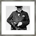 Winston Churchill With Tommy Gun Framed Print
