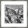 Winter At Maroon Bells Black And White Framed Print