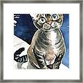 Winter Devon Rex Cat Painting Framed Print