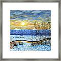 Winter River In Sunset Framed Print