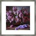 With A Basket Of Lilacs Framed Print