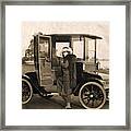 Woman And Electric Car Framed Print