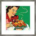 Woman Holding A Roasted Chicken Framed Print