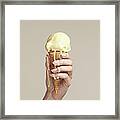 Woman Holding Melting Ice Cream Cone Framed Print