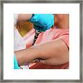 Woman Receiving Elbow Treatment With Meridian Therapy Pen Framed Print