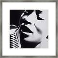 Woman Singing Into Microphone, Close-up Framed Print