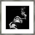 Woman Smoking A Cigar Framed Print