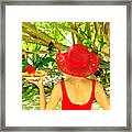 Woman With Tropical Fruit Plate Framed Print