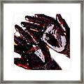 Woman's Hands Coated In Syrup Framed Print