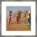 Women Carrying Fish From Market Framed Print